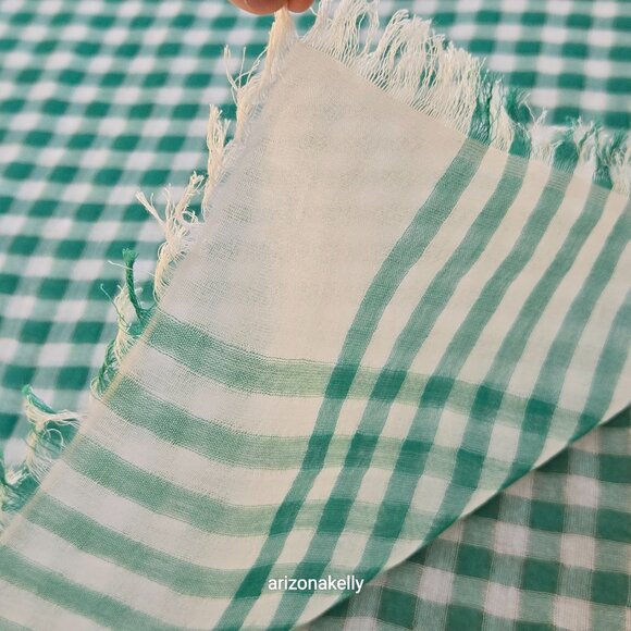 NWT J. Crew Green Gingham Cotton Lightweight Scarf - Picture 8 of 10